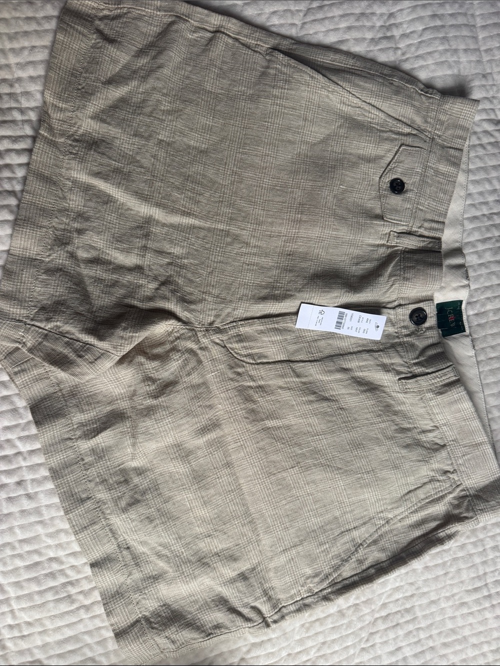 J. Crew Men's Plaid Flat-Front Shorts in Light Khaki